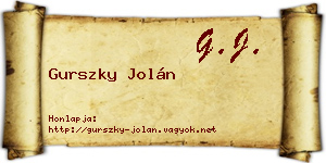 Gurszky Jolán névjegykártya