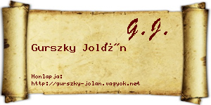 Gurszky Jolán névjegykártya